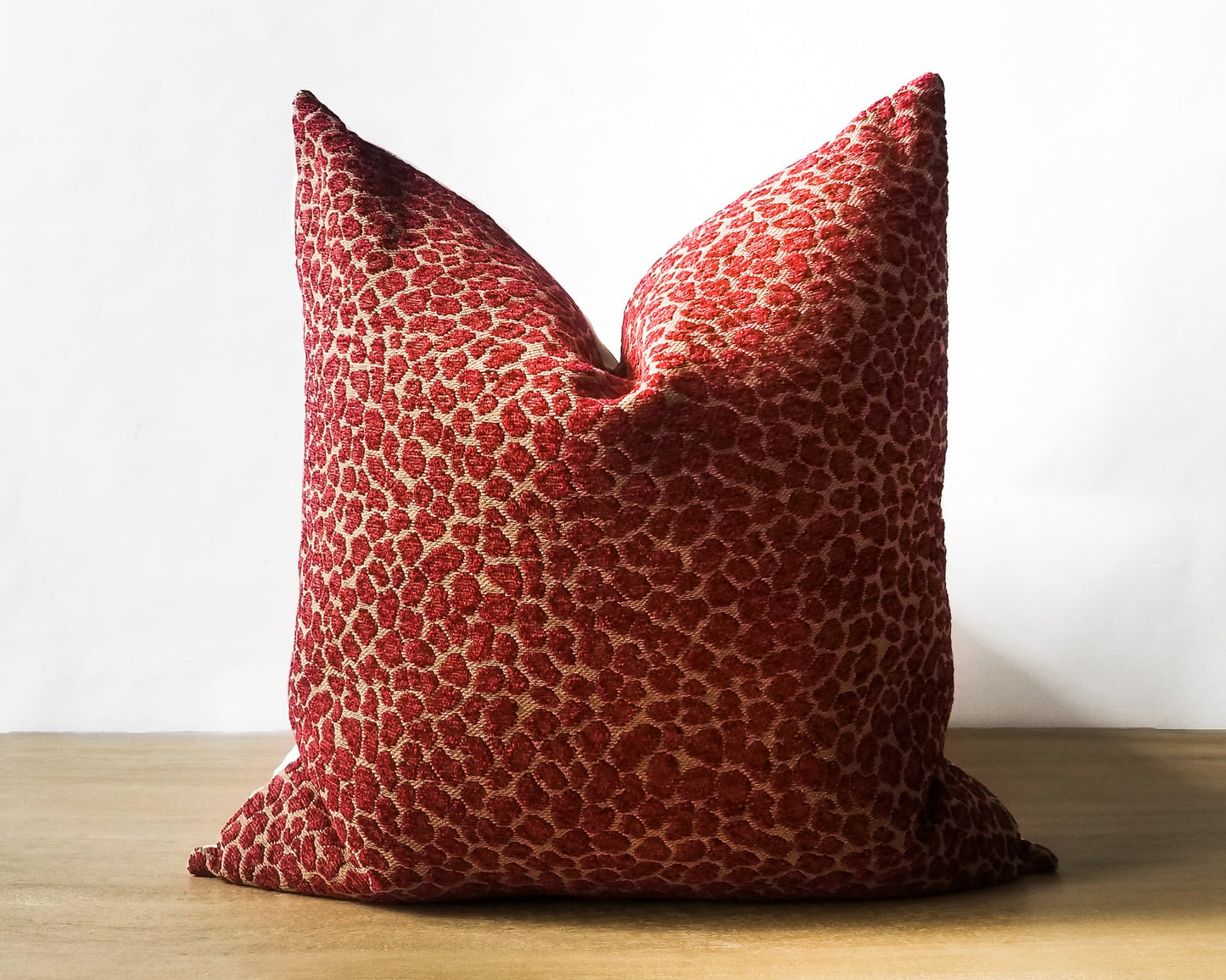 Red Cheetah Jacquard Throw Pillow Cover