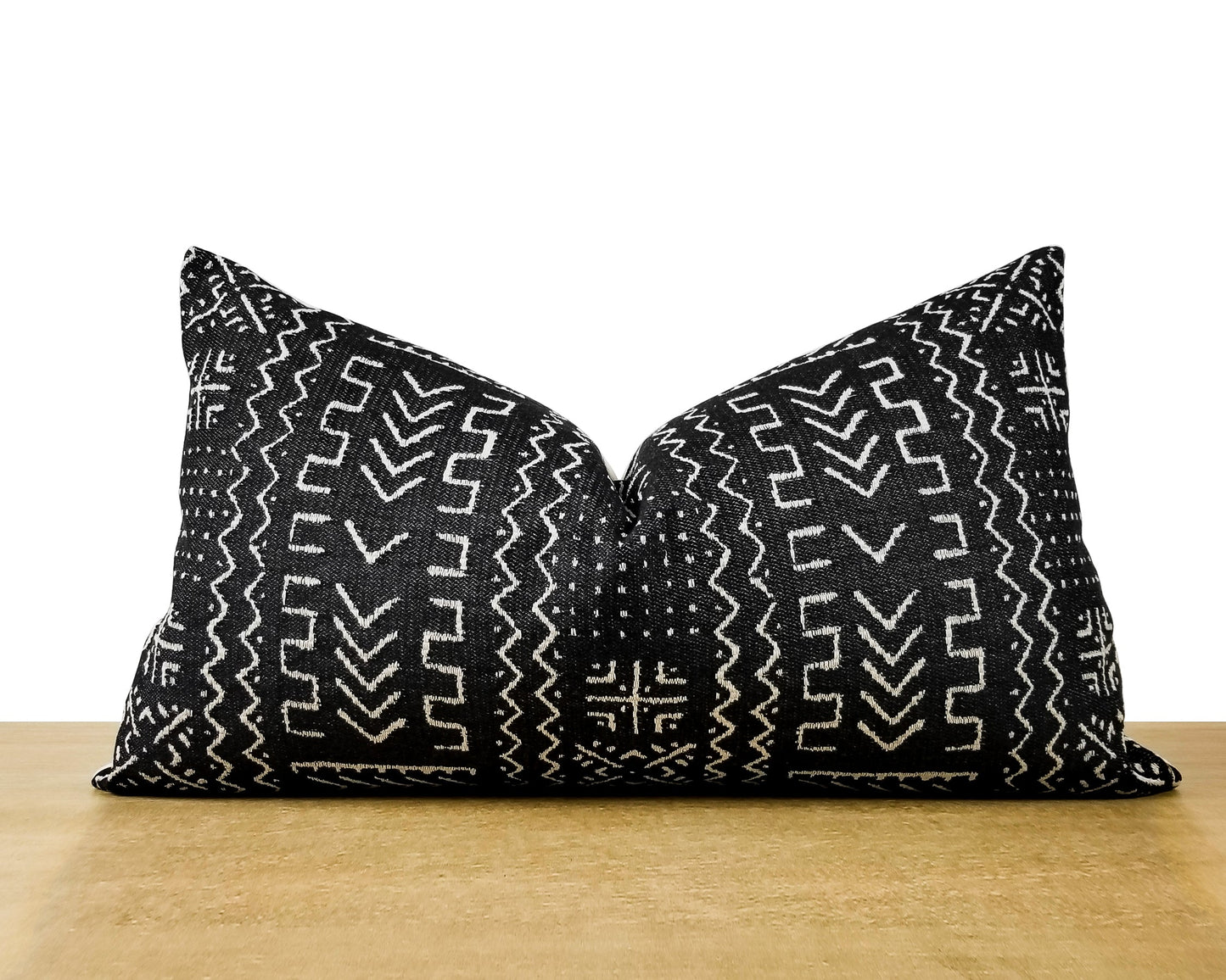 Black Bogolan Jacquard Throw Pillow Cover