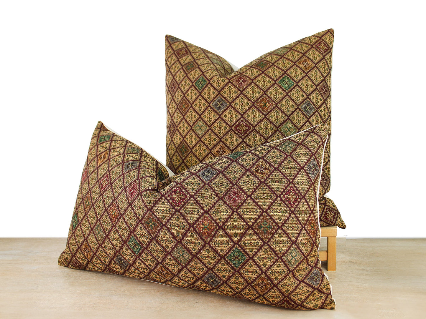 Burgundy Mulit-color Turkish Jacquard Pillow Cover