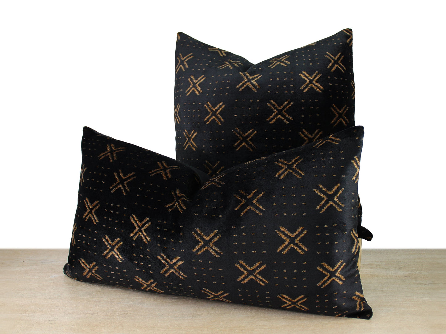 Bogolan Inspired Velvet Front Pillow Cover