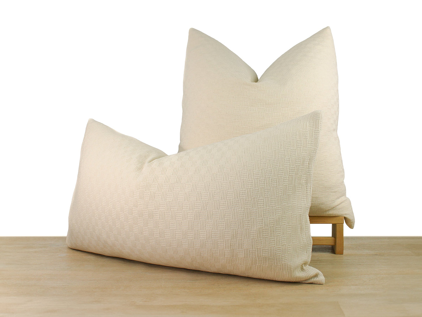 Cream Basket Weave Quilted Front Pillow Cover