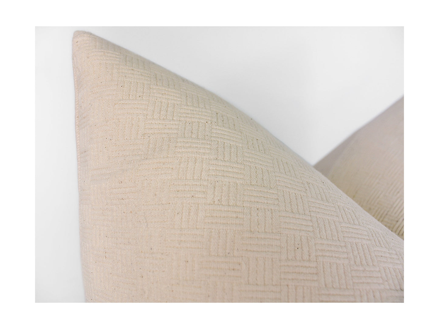 Cream Basket Weave Quilted Front Pillow Cover