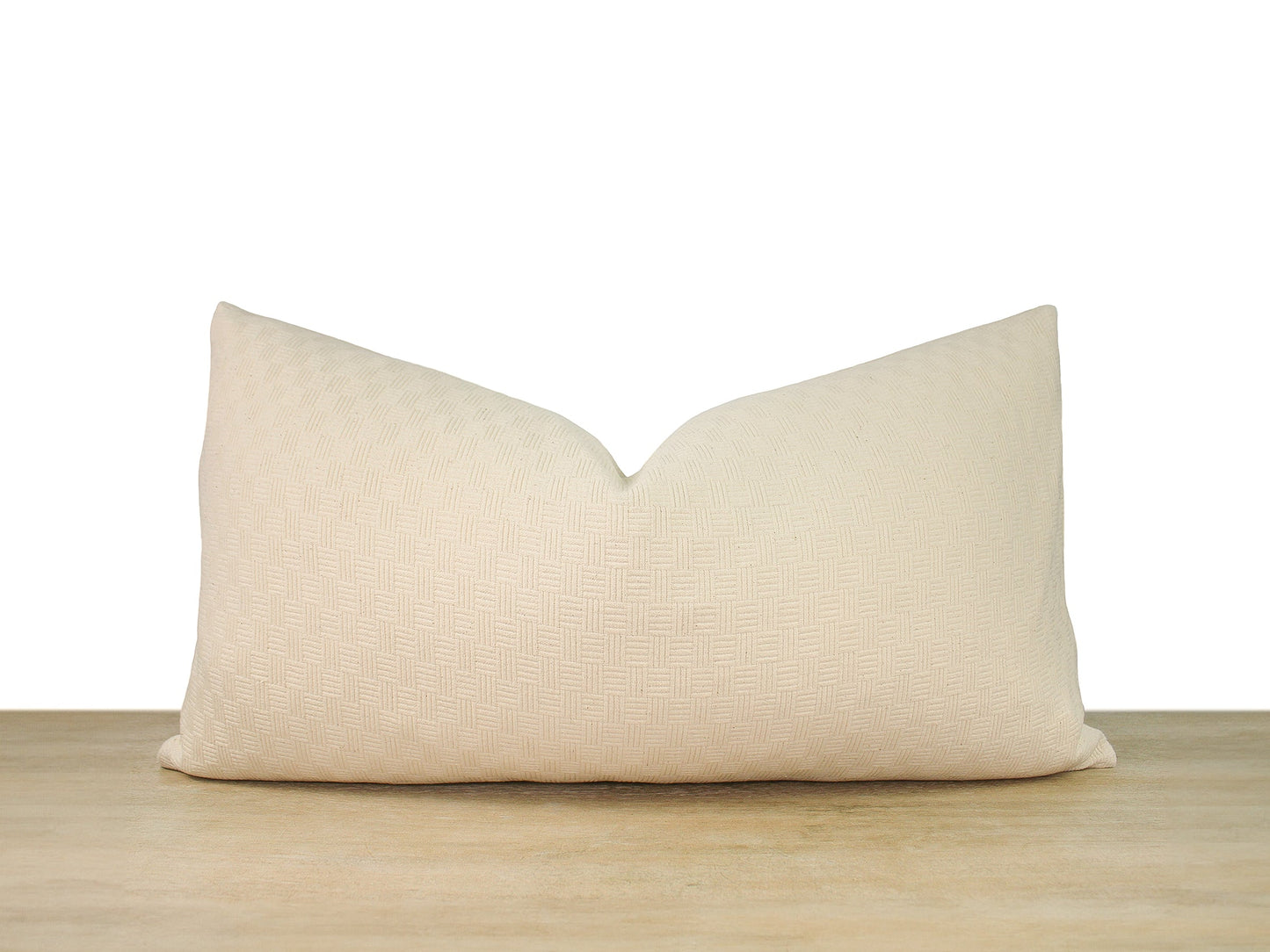 Cream Basket Weave Quilted Front Pillow Cover