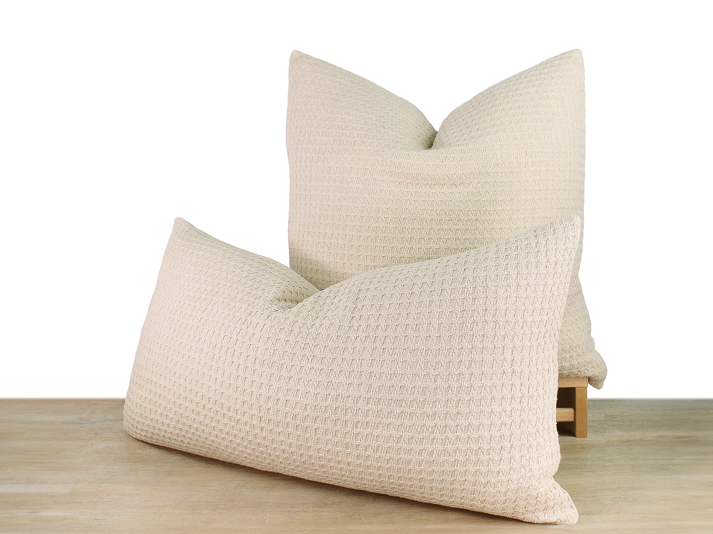 Cream Knit Pattern Quilted Front Pillow Cover