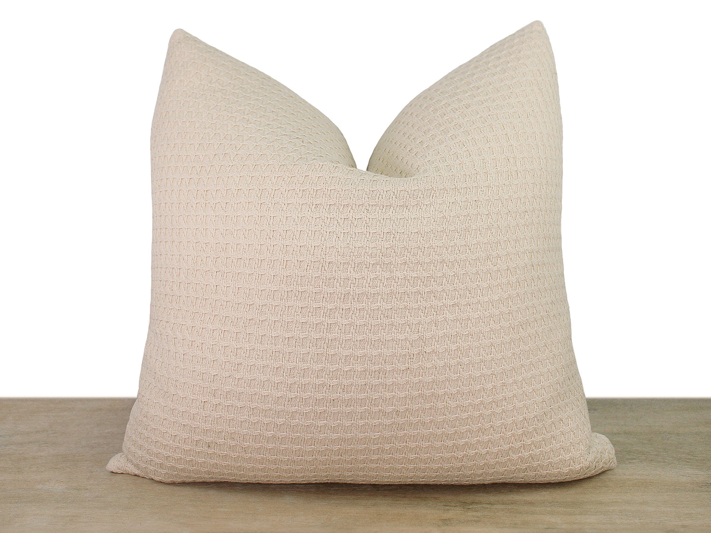 Cream Knit Pattern Quilted Front Pillow Cover