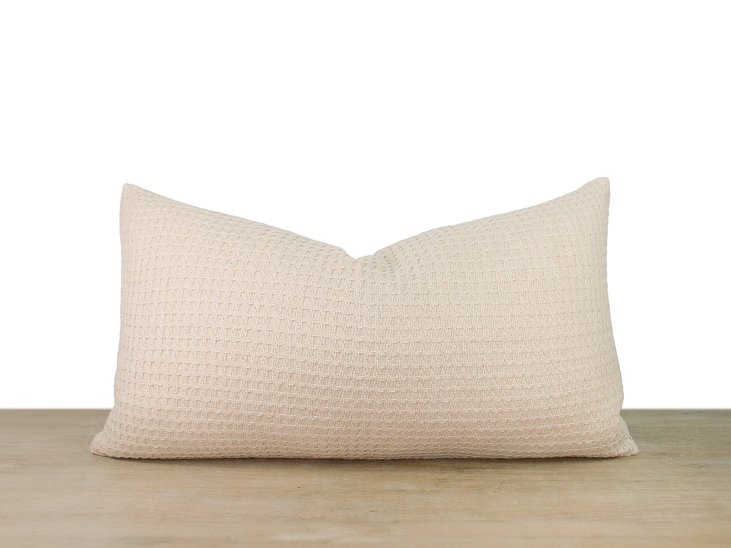 Cream Knit Pattern Quilted Front Pillow Cover