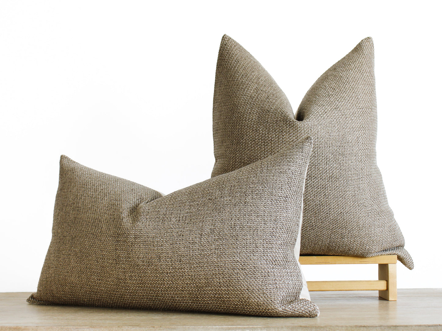 Dark Beige SOLID Textured Throw Pillow Cover