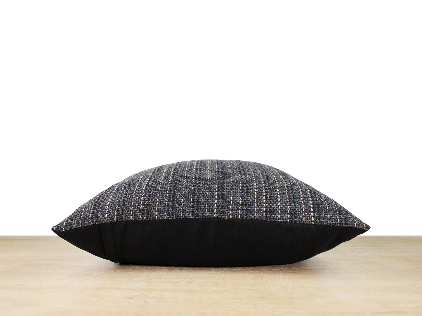 Grey Melange Woven Stripe Front Pillow Cover