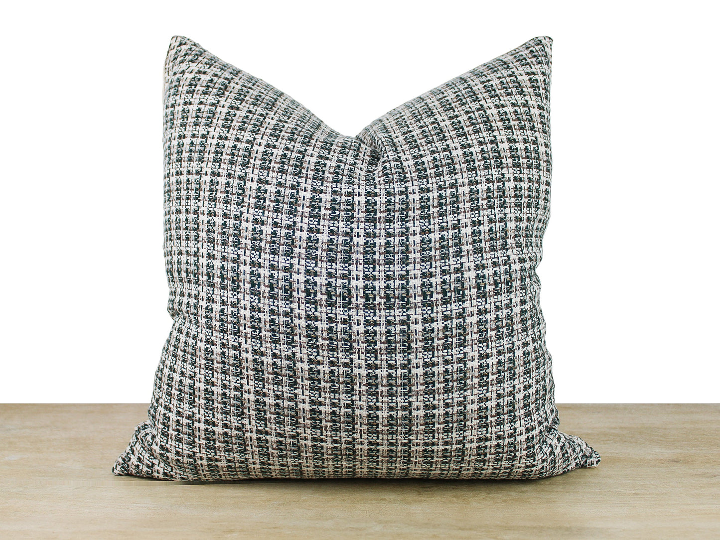 Green & White Tweed Pillow Cover