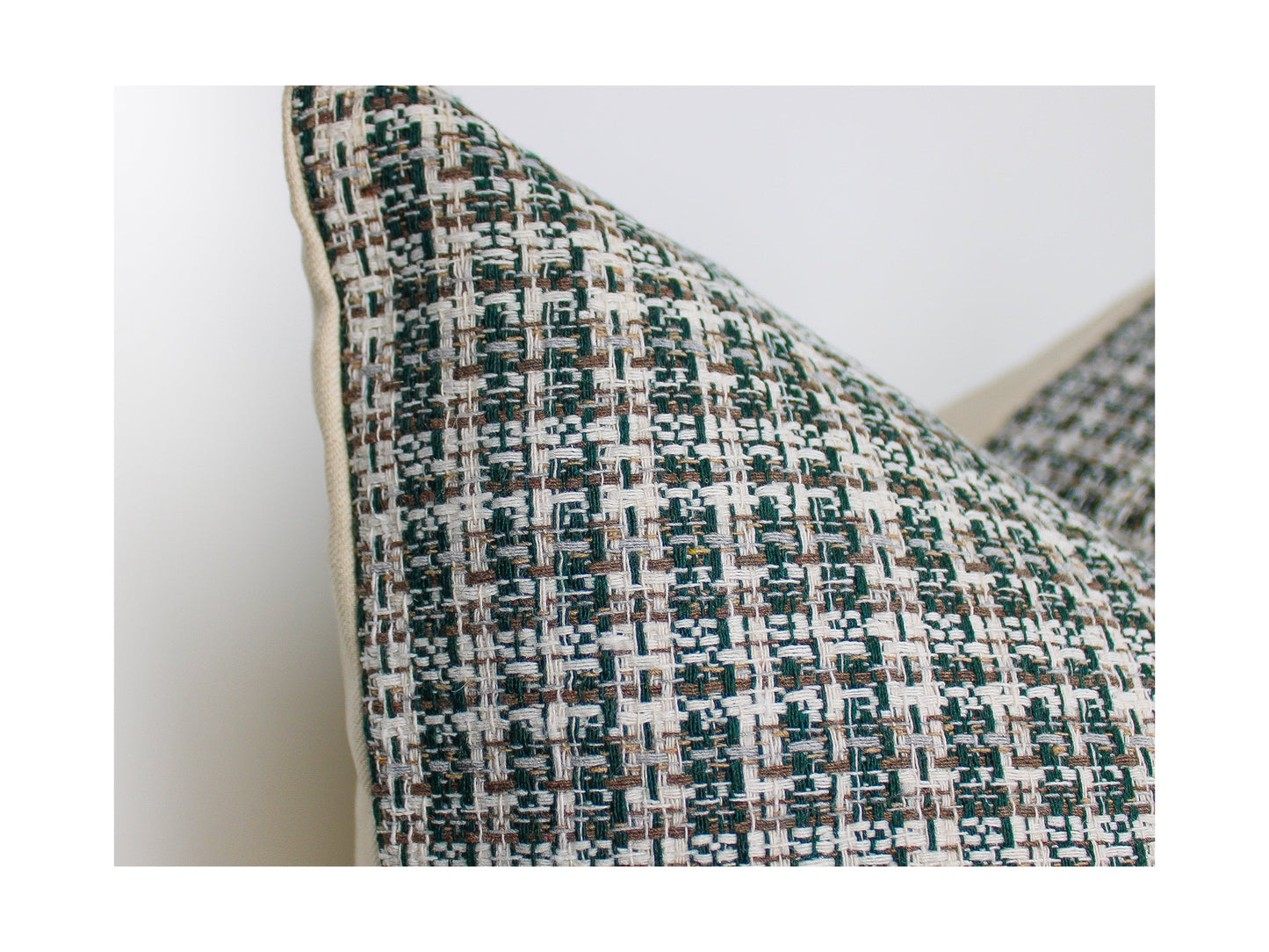 Green & White Tweed Pillow Cover