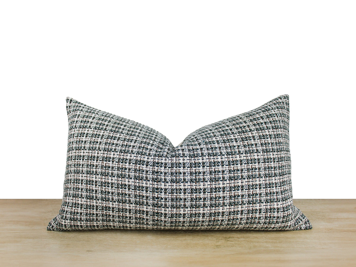 Green & White Tweed Pillow Cover