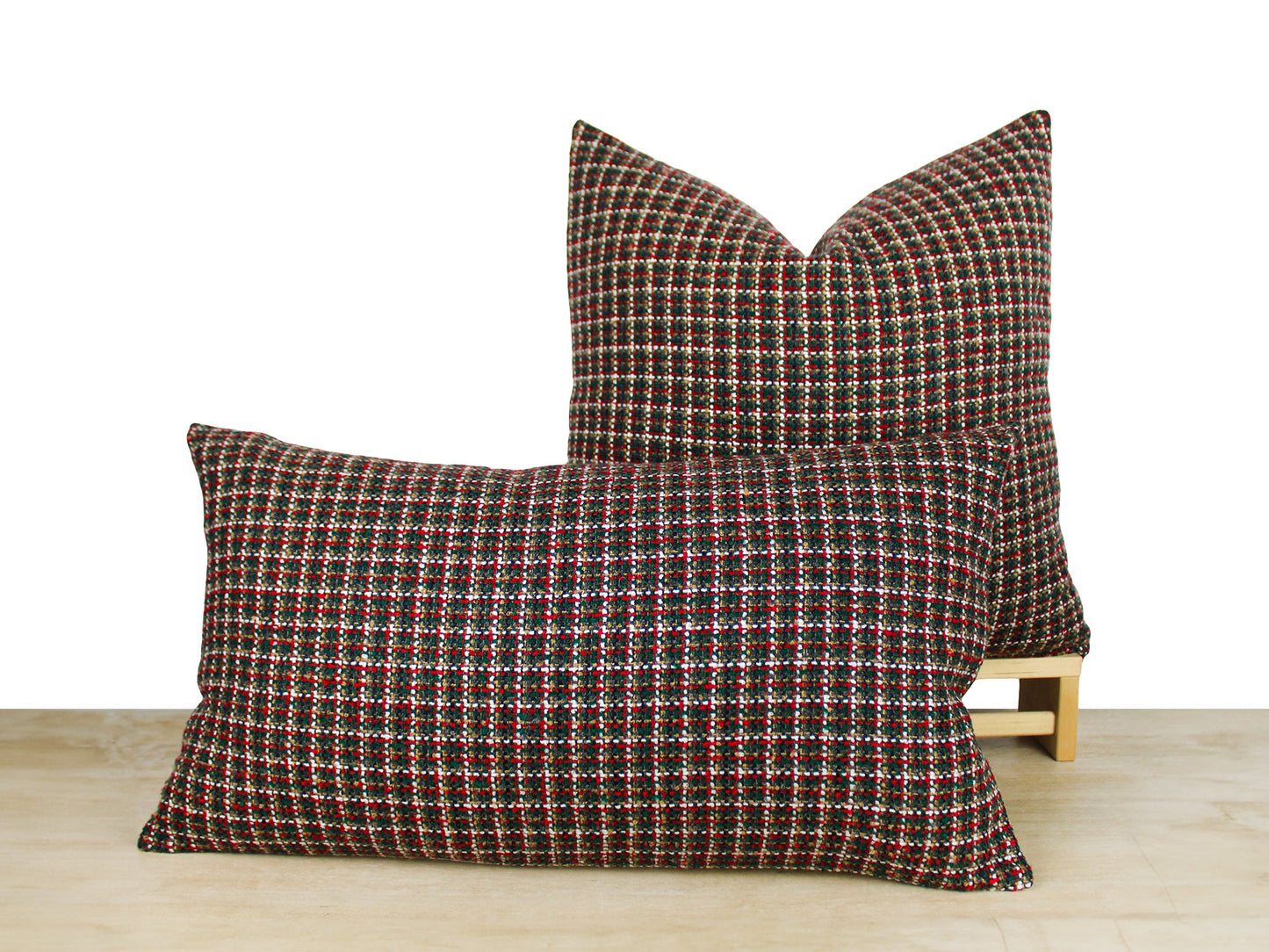 Red, Green and White Holiday Pillow Cover in Fashion Tweed