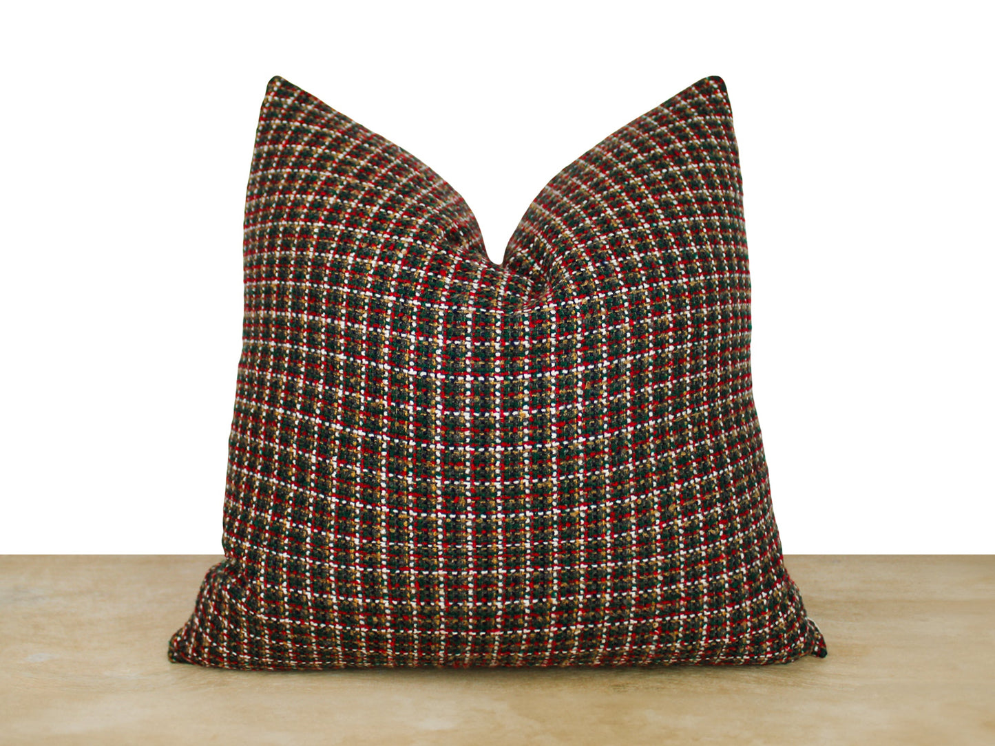 Red, Green and White Holiday Pillow Cover in Fashion Tweed
