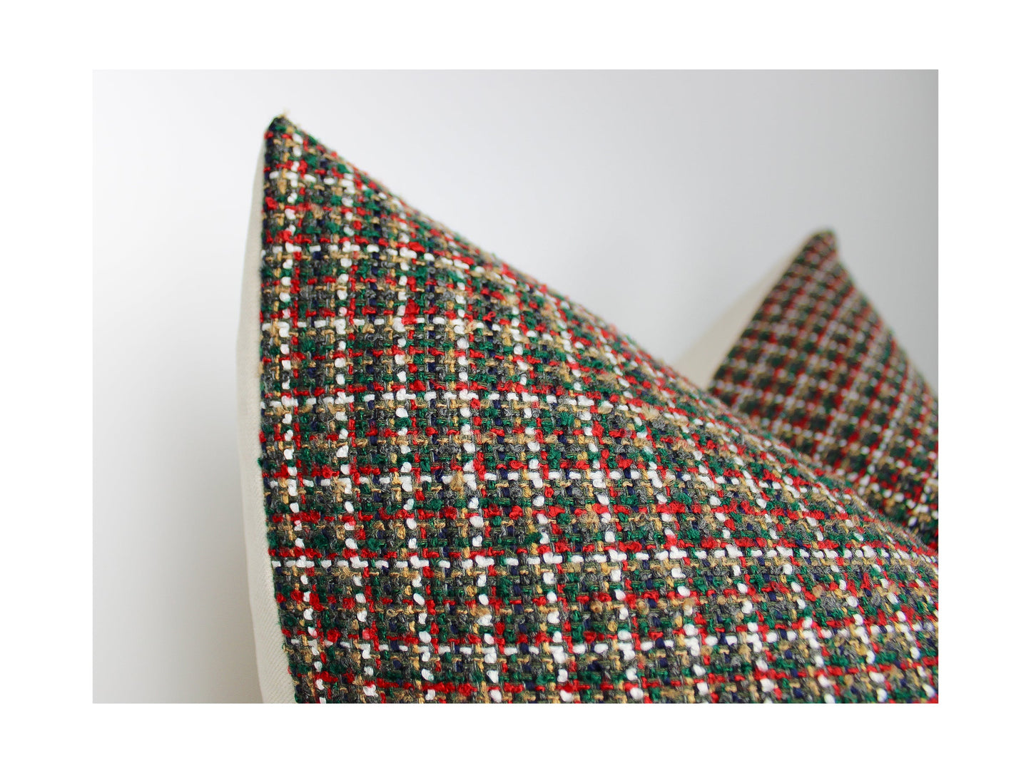 Red, Green and White Holiday Pillow Cover in Fashion Tweed