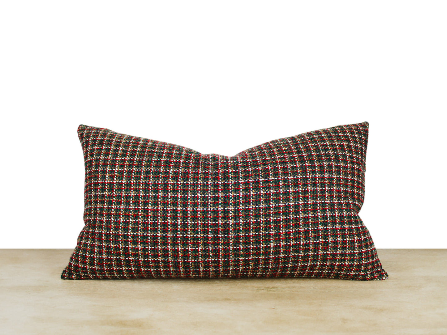 Red, Green and White Holiday Pillow Cover in Fashion Tweed