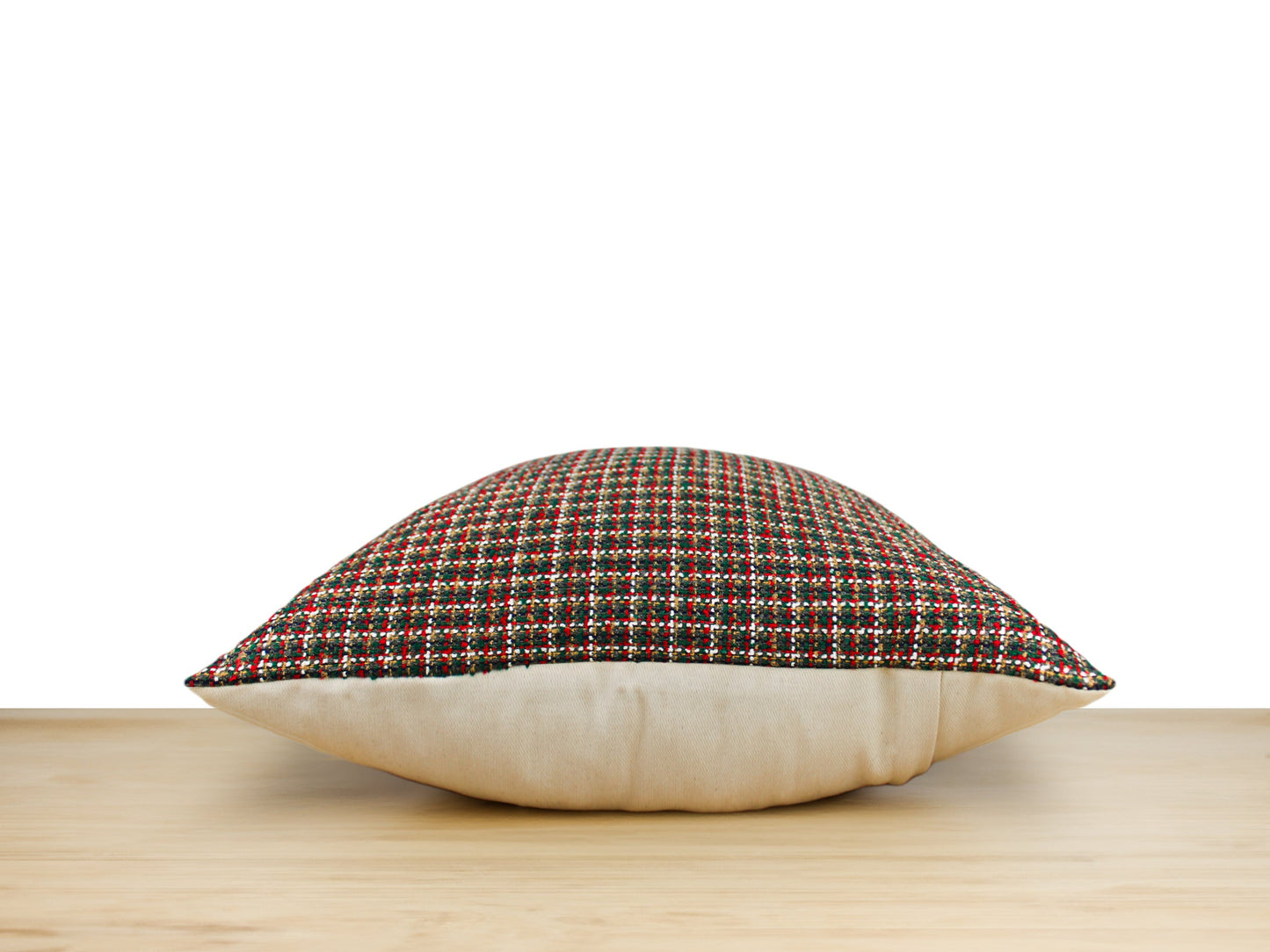 Red, Green and White Holiday Pillow Cover in Fashion Tweed