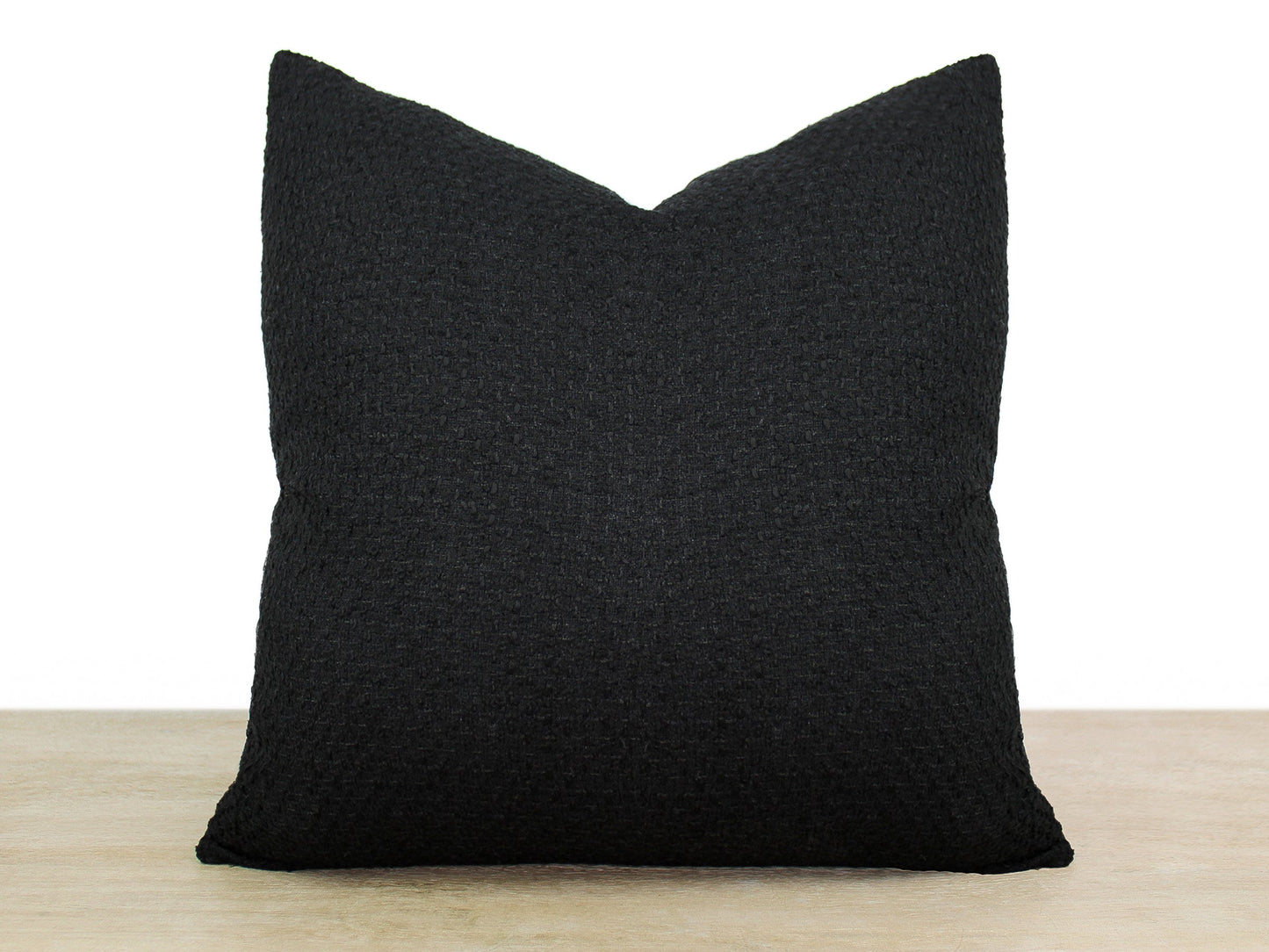 Black Textured Boucle Front Pillow Cover