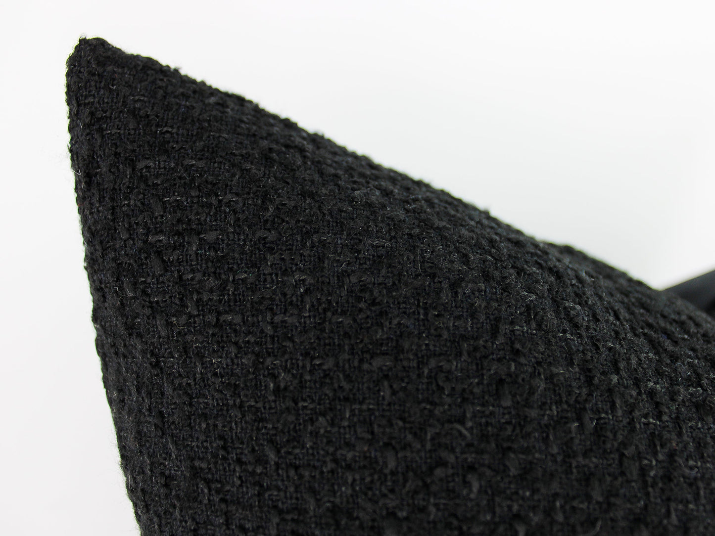 Black Textured Boucle Front Pillow Cover