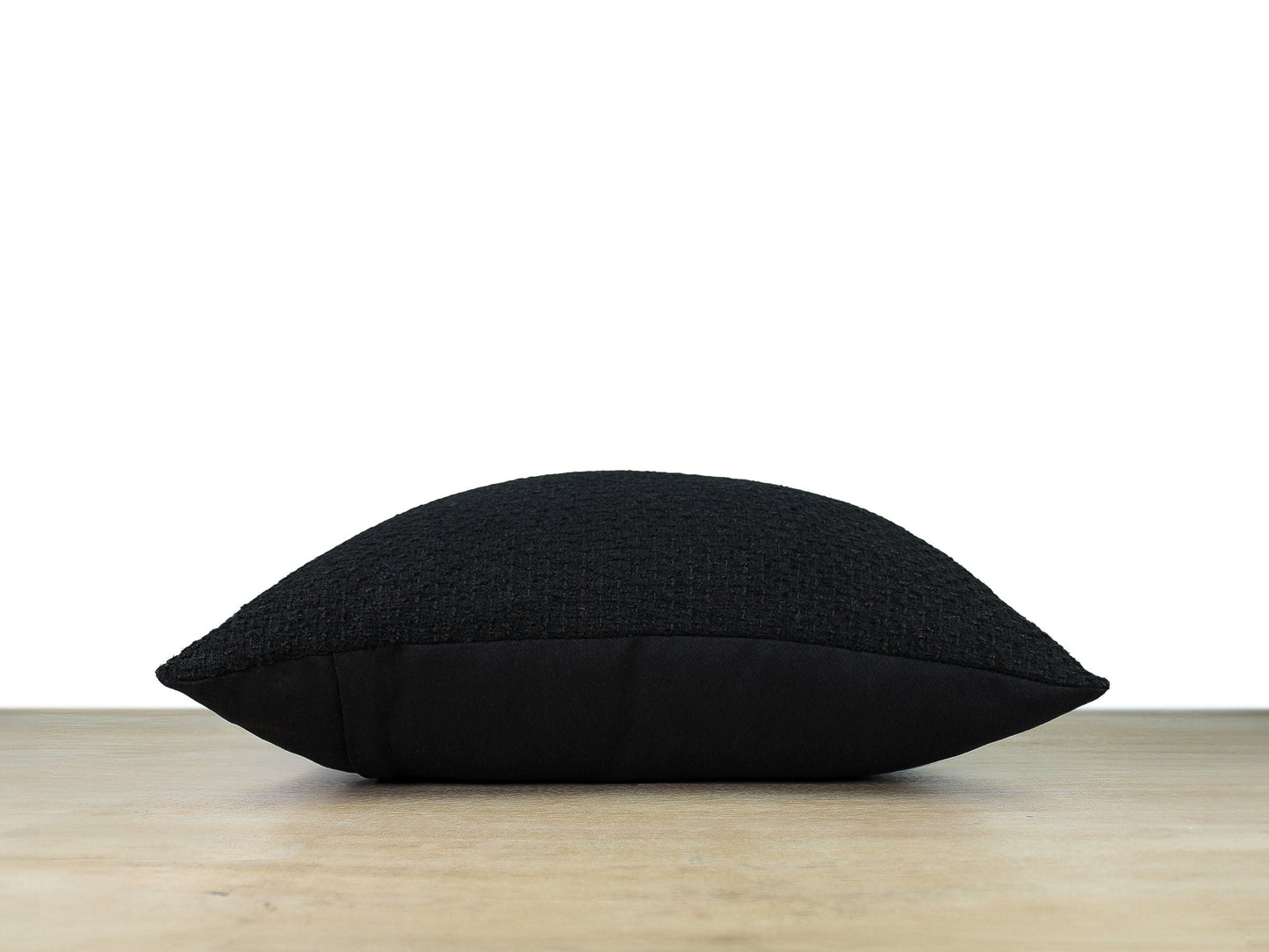 Black Textured Boucle Front Pillow Cover