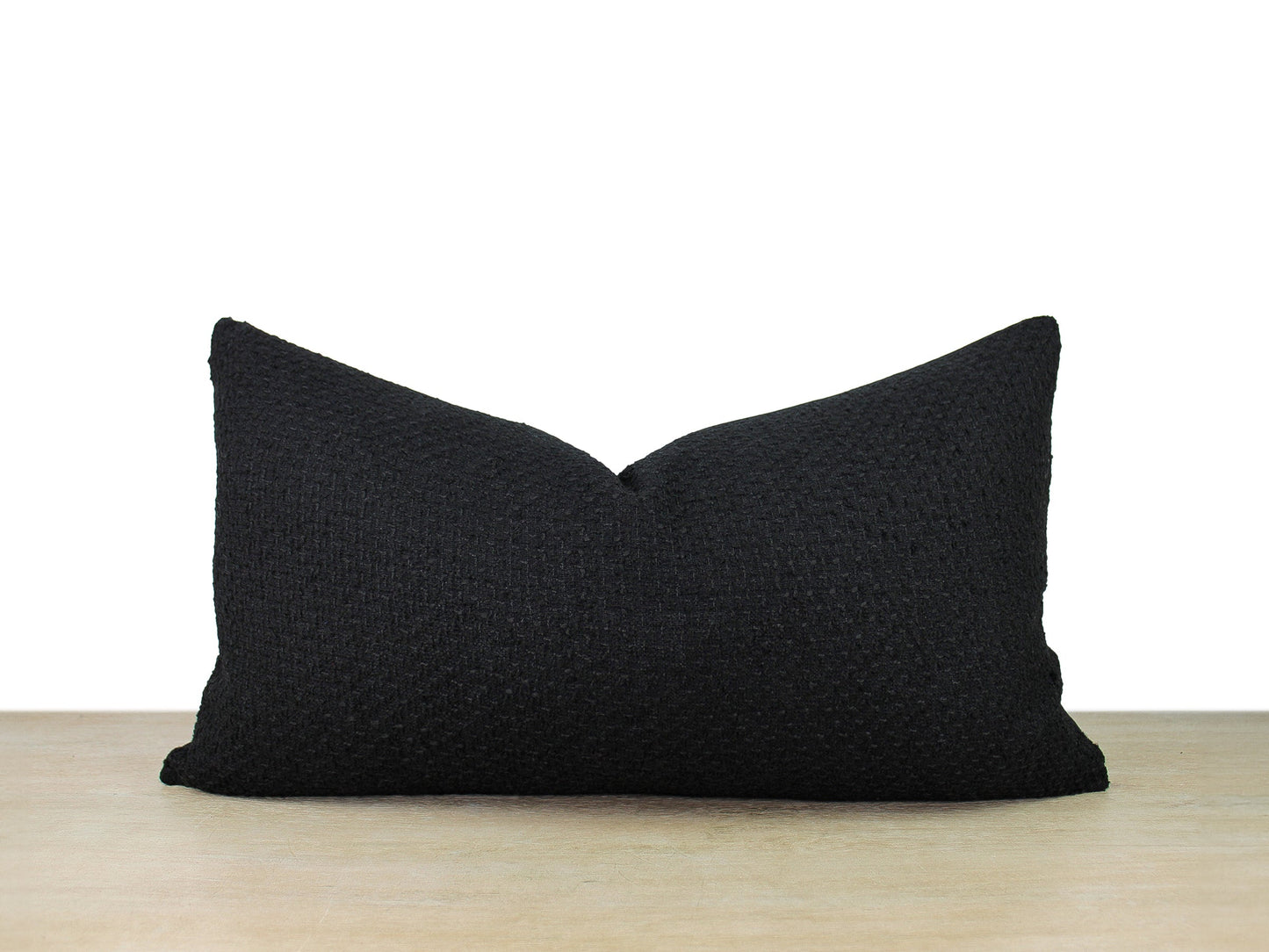 Black Textured Boucle Front Pillow Cover