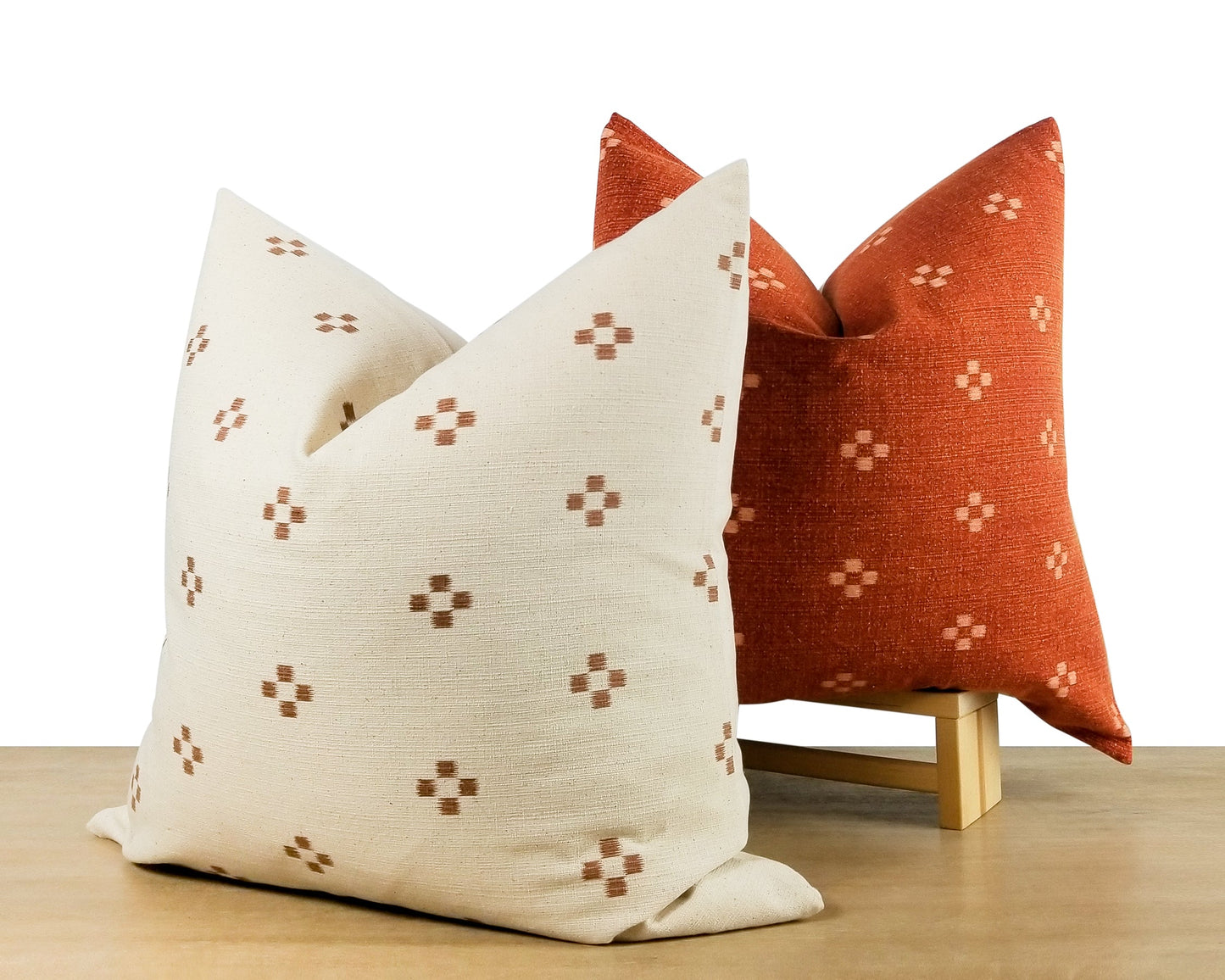White & Sienna Printed Pillow Cover