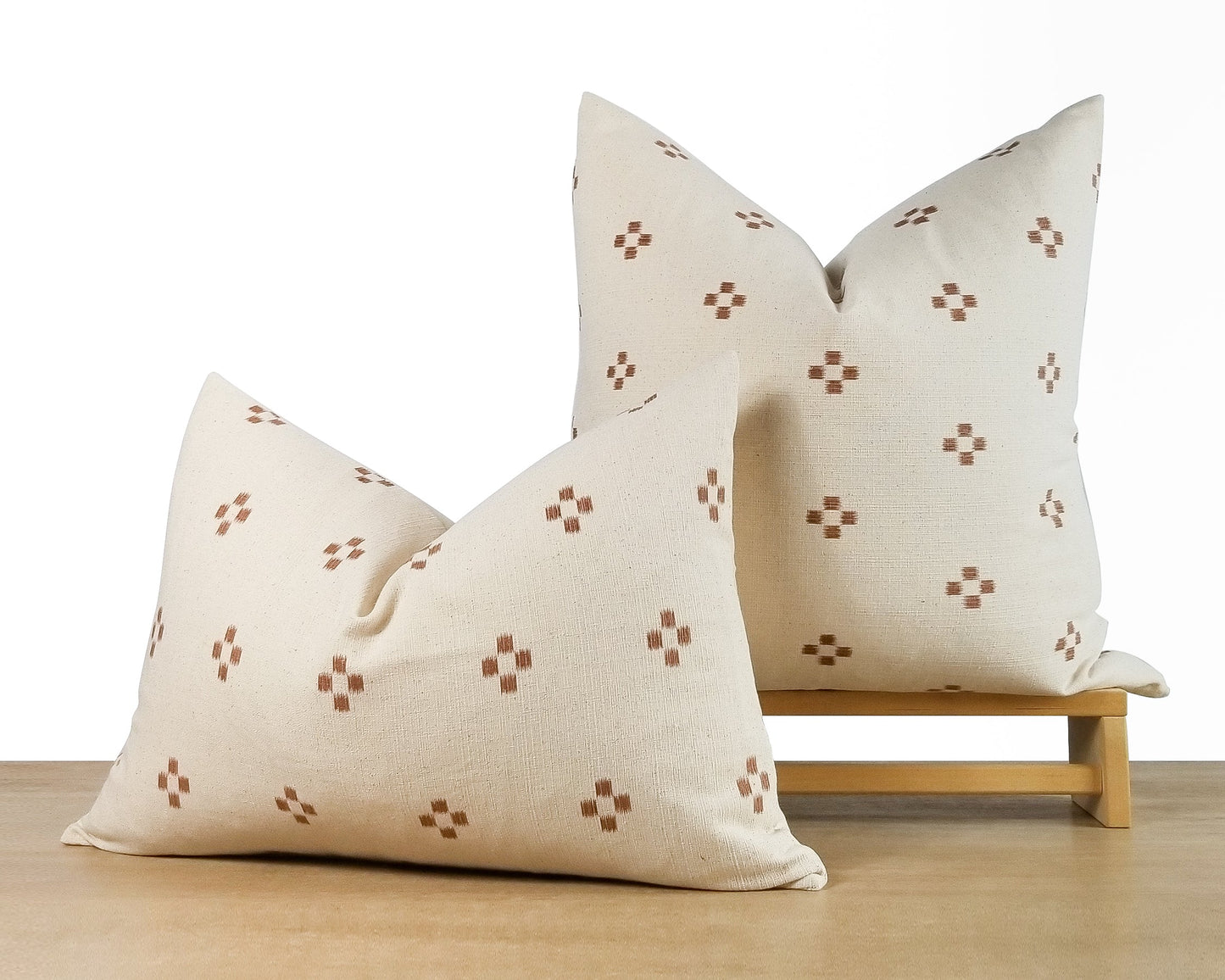White & Sienna Printed Pillow Cover