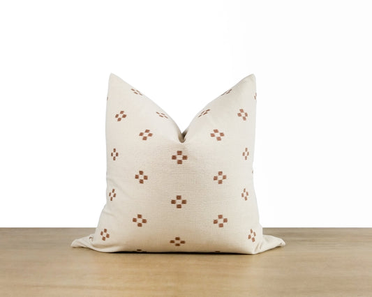 White & Sienna Printed Pillow Cover