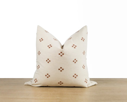 White & Sienna Printed Pillow Cover