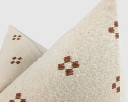 White & Sienna Printed Pillow Cover