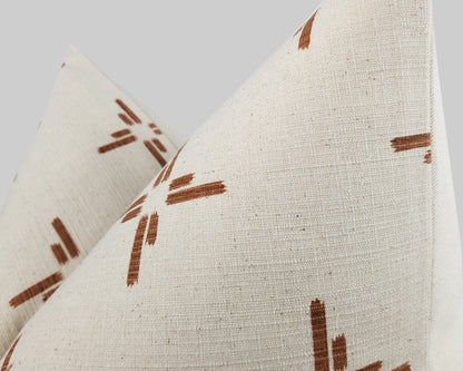 White & Sienna Printed Pillow Cover