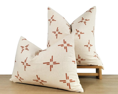 White & Sienna Printed Pillow Cover