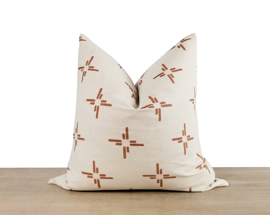 White & Sienna Printed Pillow Cover