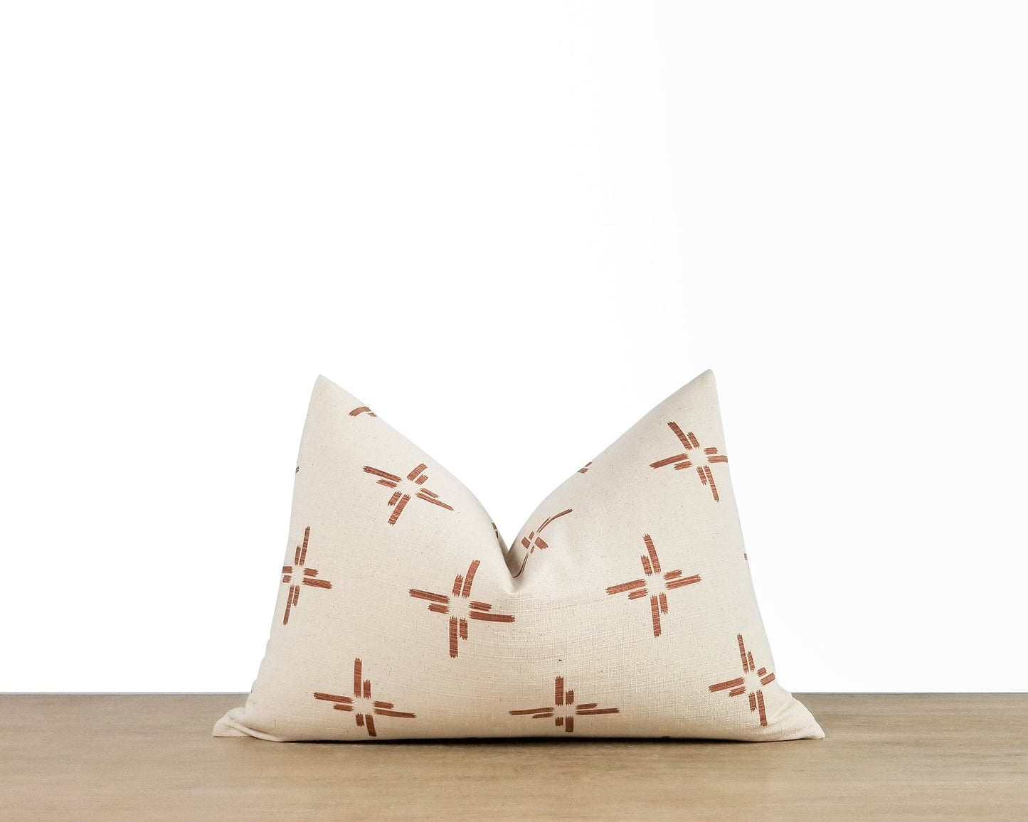 White & Sienna Printed Pillow Cover