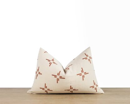 White & Sienna Printed Pillow Cover
