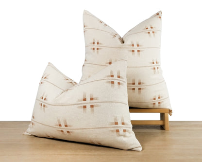 White & Sienna Printed Pillow Cover