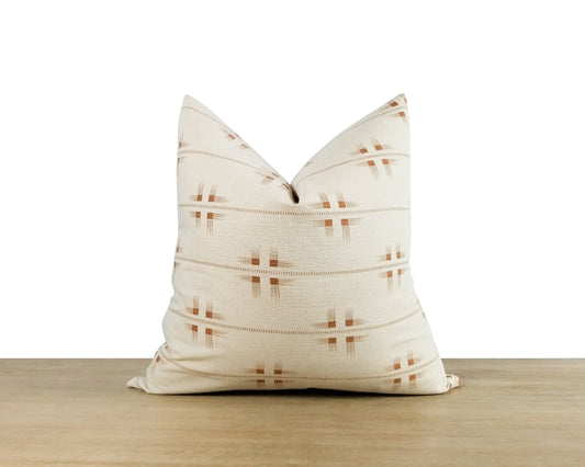 White & Sienna Printed Pillow Cover