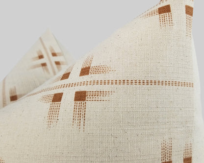 White & Sienna Printed Pillow Cover