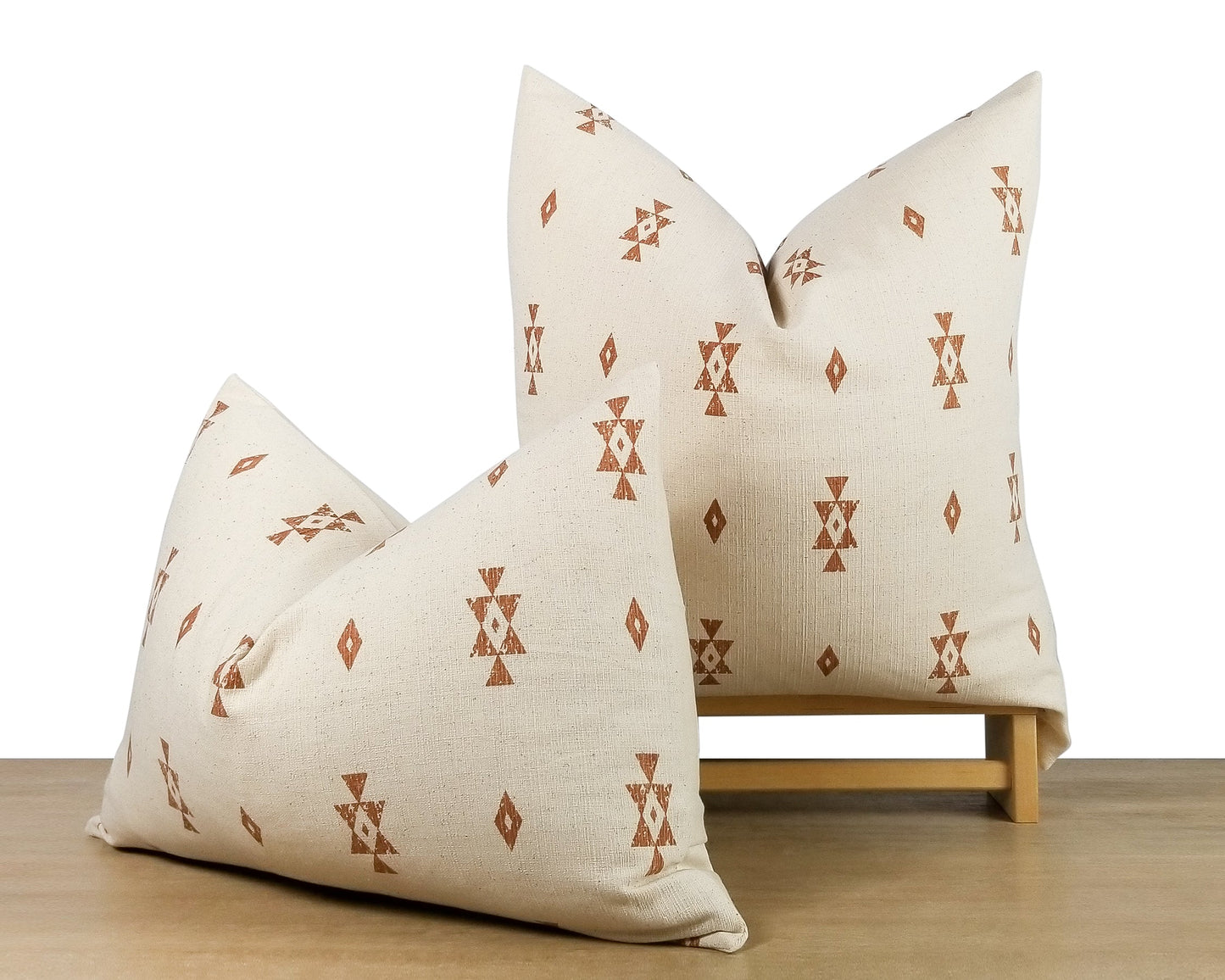 White & Sienna Printed Pillow Cover