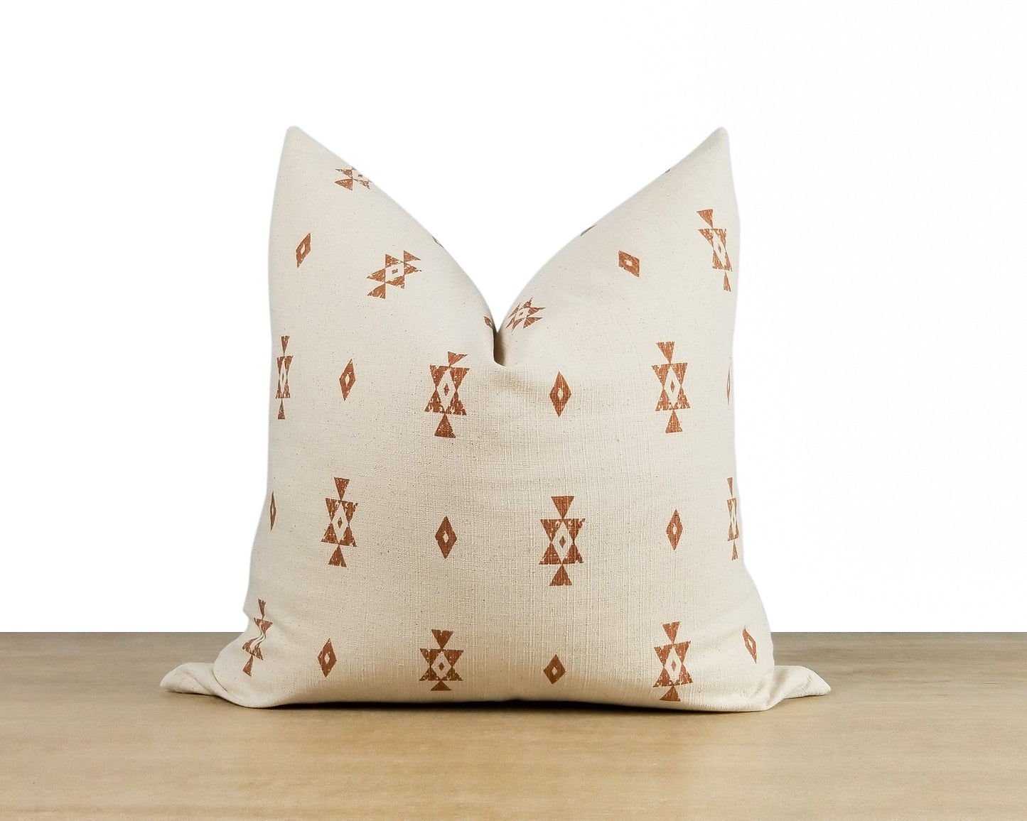 White & Sienna Printed Pillow Cover
