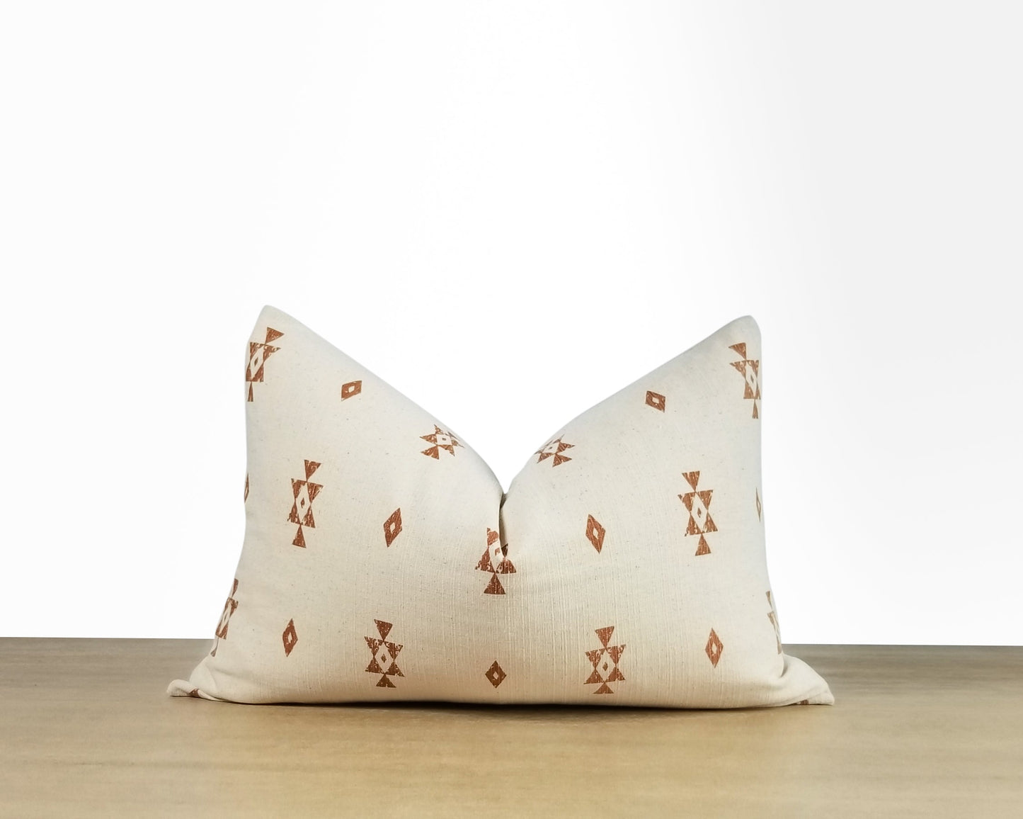 White & Sienna Printed Pillow Cover