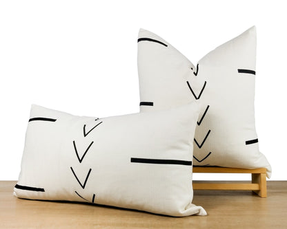 White And Black Tribal Print Throw Pillow Cover