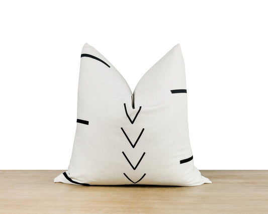 White And Black Tribal Print Throw Pillow Cover