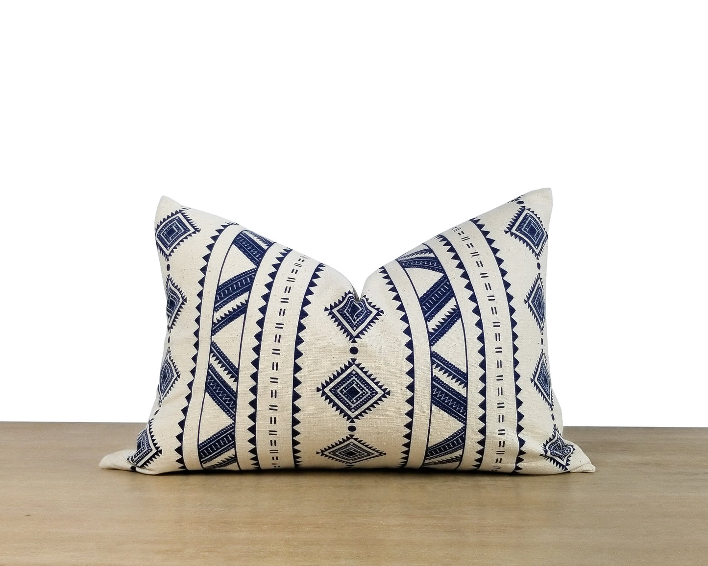 White And Blue Tribal Print Throw Pillow Cover