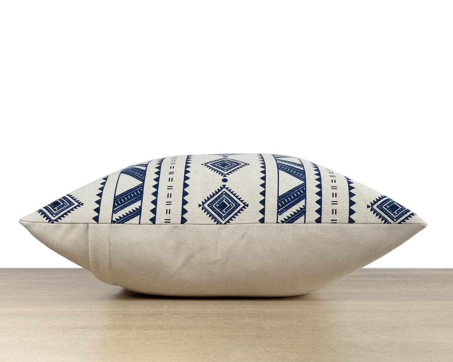 White And Blue Tribal Print Throw Pillow Cover