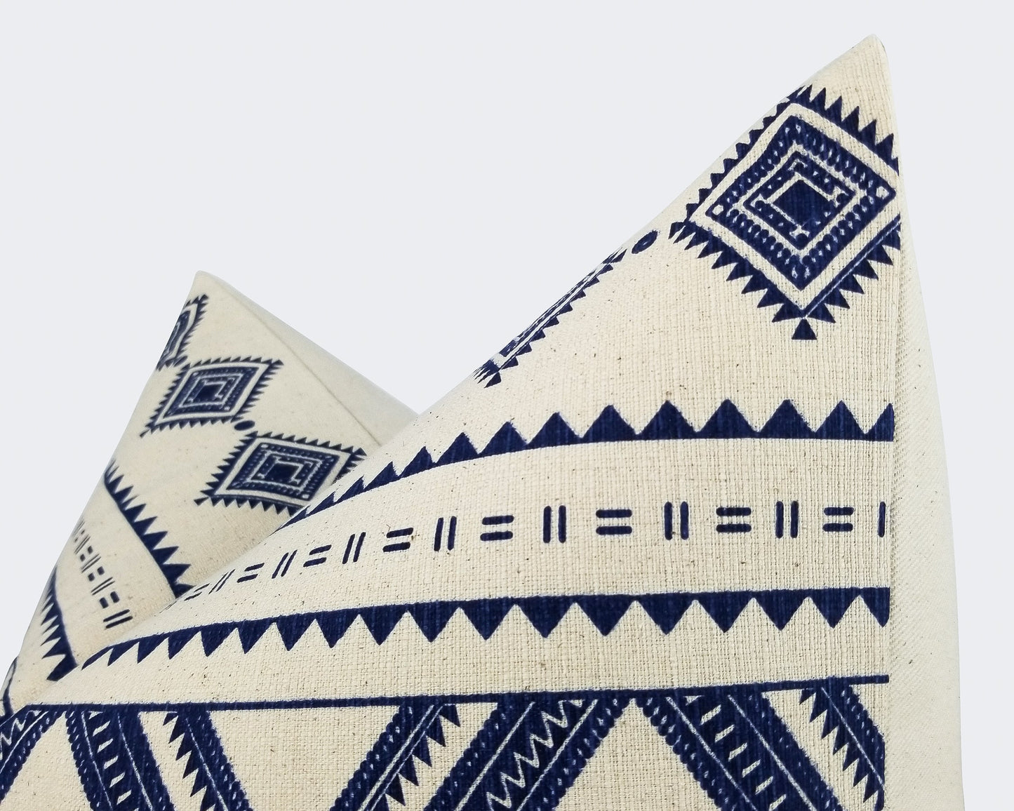 White And Blue Tribal Print Throw Pillow Cover
