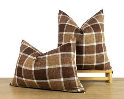 Retro Plaid Throw Pillow Cover