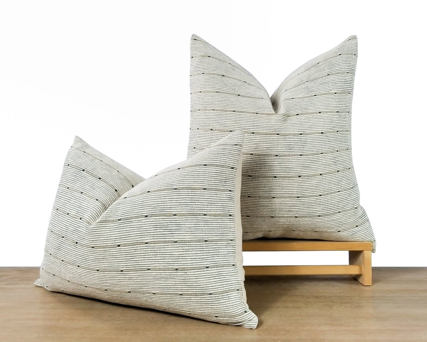 Textured Stripe Pillow Cover | White/Denim Blue