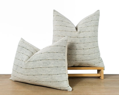 Textured Stripe Pillow Cover | White/Denim Blue