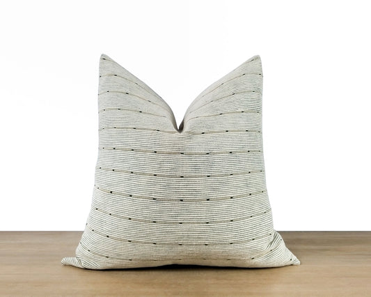 Textured Stripe Pillow Cover | White/Denim Blue