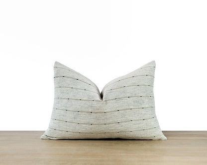 Textured Stripe Pillow Cover | White/Denim Blue